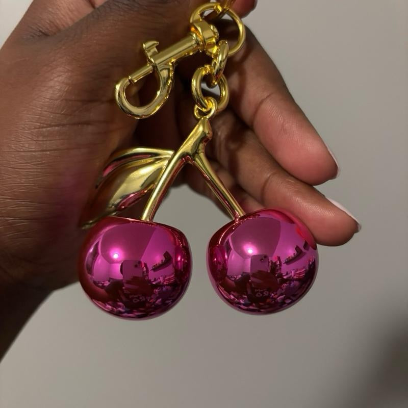 Glitter Cherry Keychain – Sparkling Resin Bag Charm