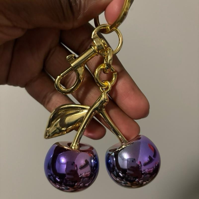 Glitter Cherry Keychain – Sparkling Resin Bag Charm
