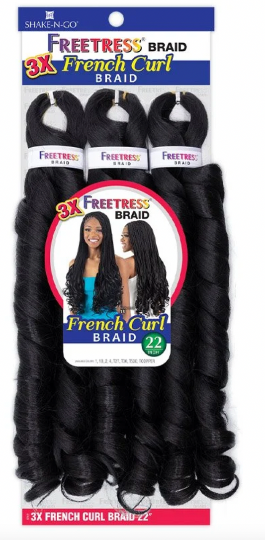 Shake-n-go Fretress 3X French Curl Braid 22” – Pre-Stretched Curly Braiding Hair for Boho & Summer Braids